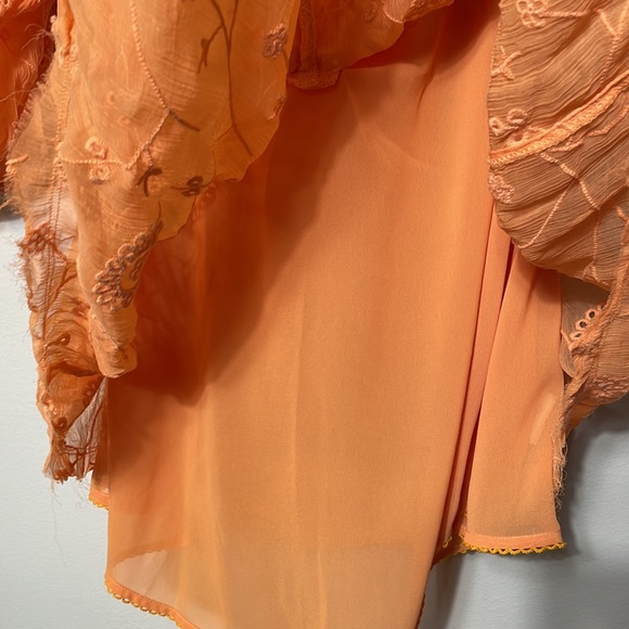 Anthropologie Floreat Tangerine Off Shoulder Semi Sheer Embroidered Blouse NWT - Picture 12 of 13